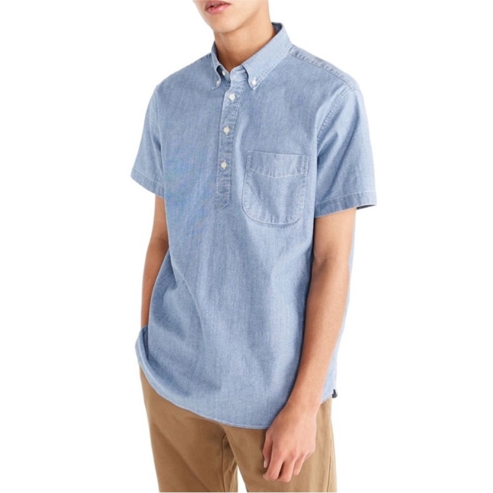 J. Crew Stretch Popover Chambray Shirt, size L